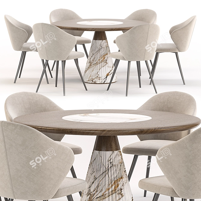 Luxury Dining Set Collection: 3D Model Kit 3D model image 2