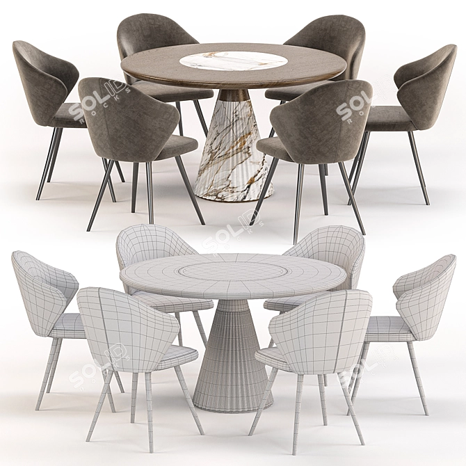 Luxury Dining Set Collection: 3D Model Kit 3D model image 4