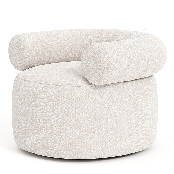 Plush Comfort Armchair 3D Model 3D model image 4