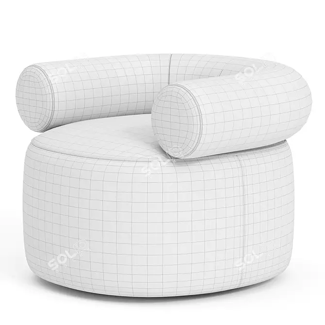 Plush Comfort Armchair 3D Model 3D model image 5