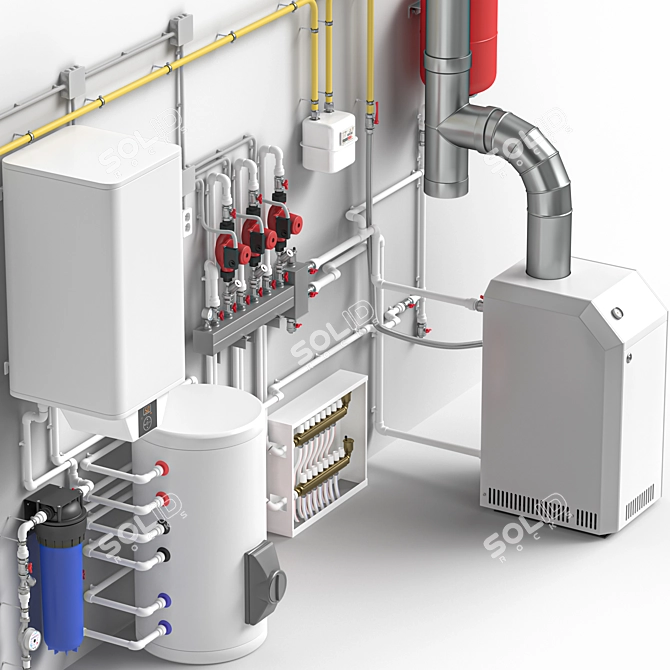 Home Heating System Model 3D model image 3