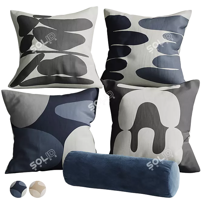 Ebb+Flow Inspired Pillow Set 3D model image 1