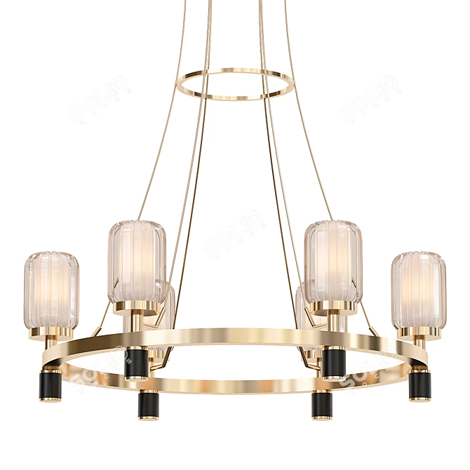 Elegant Gold Black Chandelier 3D model image 1