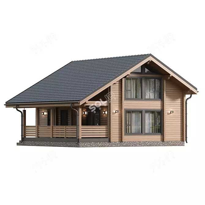 Modern Wooden House with Panoramic Views 3D model image 2