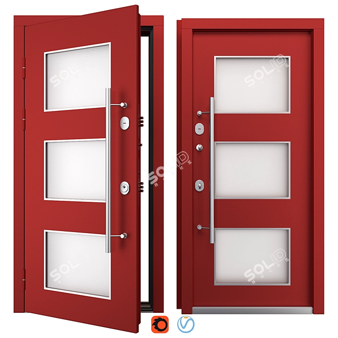 Premium Aluminum Entry Door Nova_027 3D model image 1
