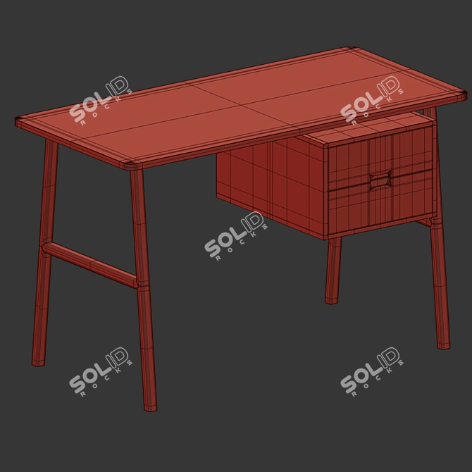 Modern Architect Desk in Natural 3D model image 4