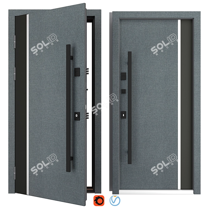 Modern Aluminum Entry Door Nova013 3D model image 1