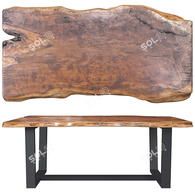 Slab Wooden Table Texture 4K 3D model image 1