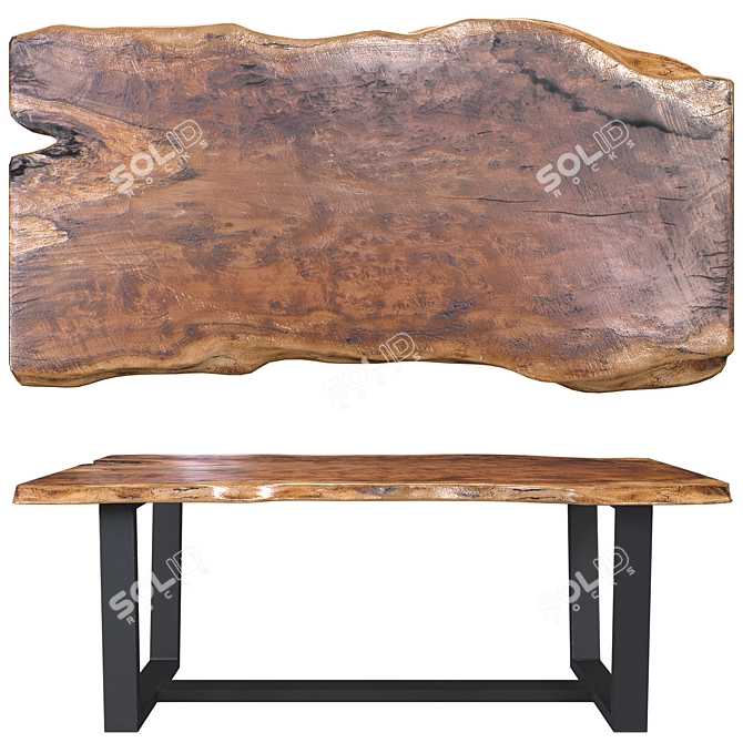 Slab Wooden Table Texture 4K 3D model image 5