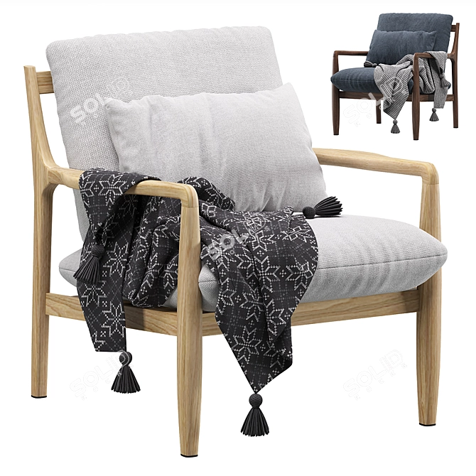 Modern Linen Rocking Armchair 3D model image 4