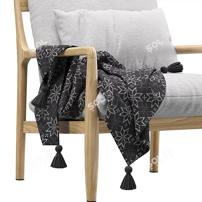 Modern Linen Rocking Armchair 3D model image 6