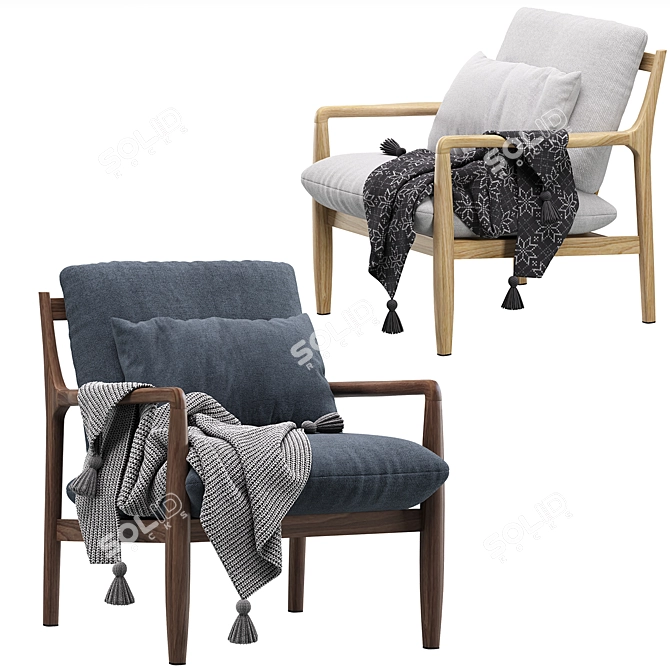 Modern Linen Rocking Armchair 3D model image 7