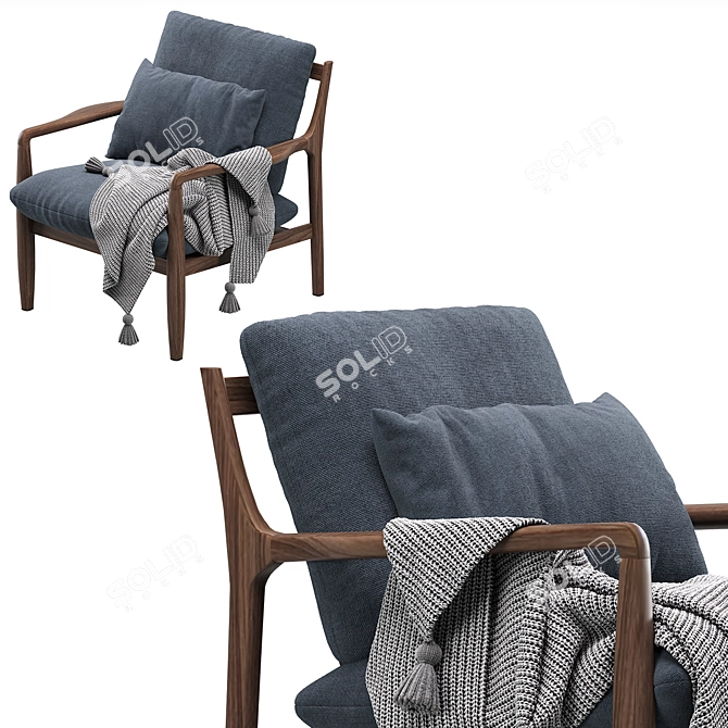 Modern Linen Rocking Armchair 3D model image 1