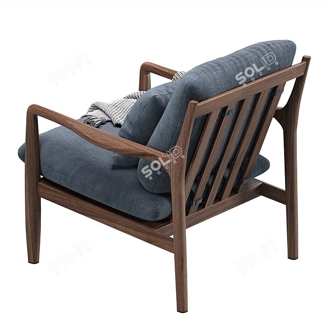 Modern Linen Rocking Armchair 3D model image 2