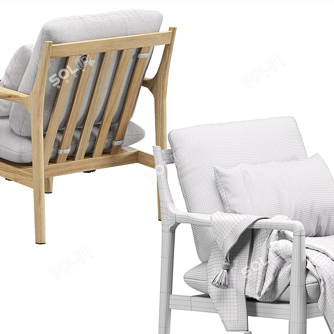 Modern Linen Rocking Armchair 3D model image 3