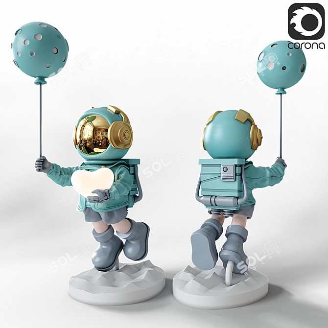 Cosmonaut Decorative Statue in 3 Colors 3D model image 1