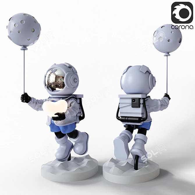 Cosmonaut Decorative Statue in 3 Colors 3D model image 2