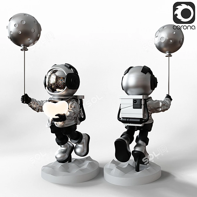 Cosmonaut Decorative Statue in 3 Colors 3D model image 3