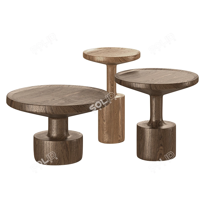 Modern Wooden Coffee Tables Set 3D model image 1