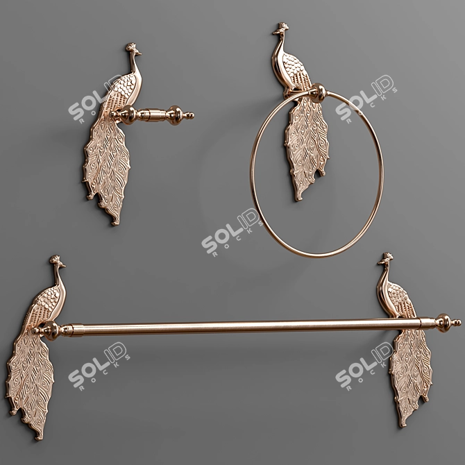 Elegant Ida Peacock Bathroom Set 3D model image 1