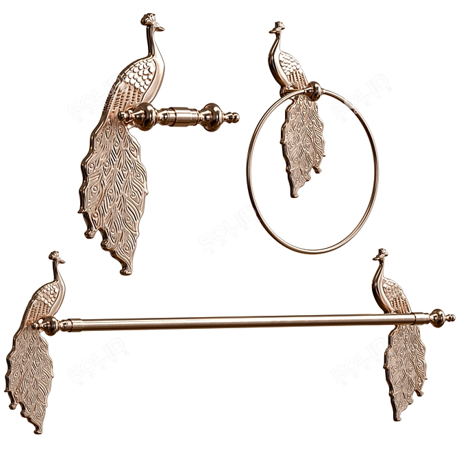 Elegant Ida Peacock Bathroom Set 3D model image 2