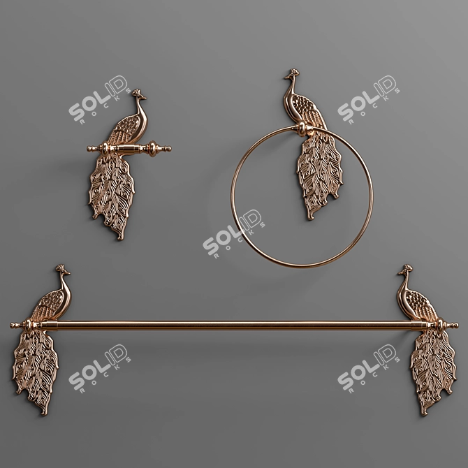Elegant Ida Peacock Bathroom Set 3D model image 4