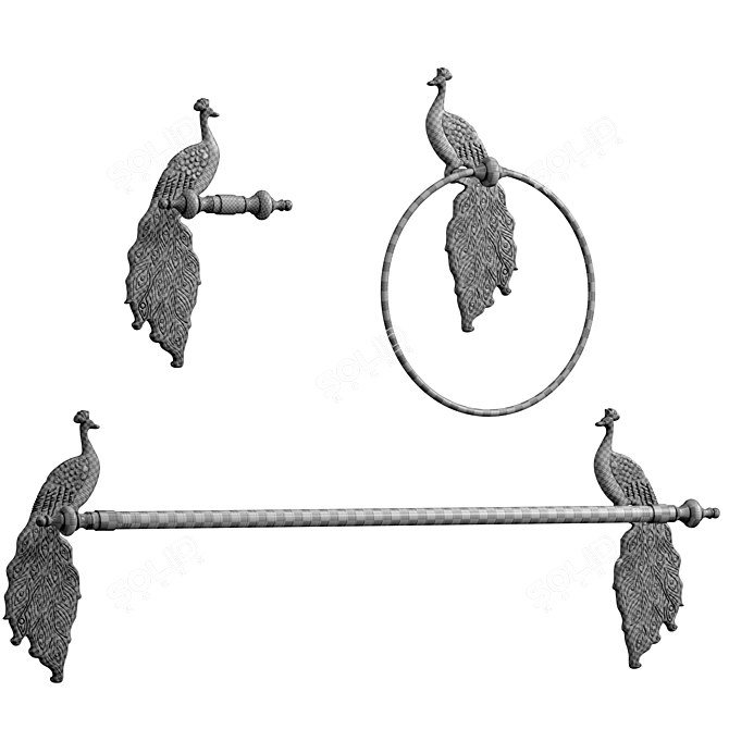 Elegant Ida Peacock Bathroom Set 3D model image 5