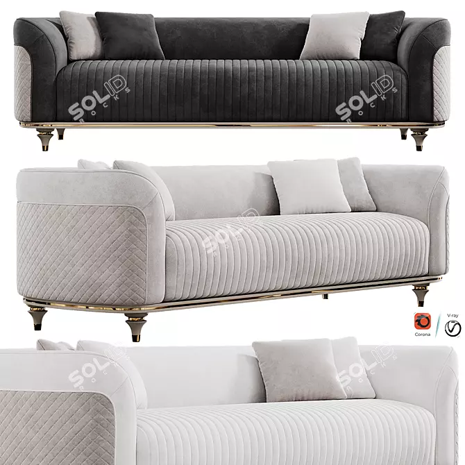 Elegant Gold Sofa 3Ds Model 3D model image 1
