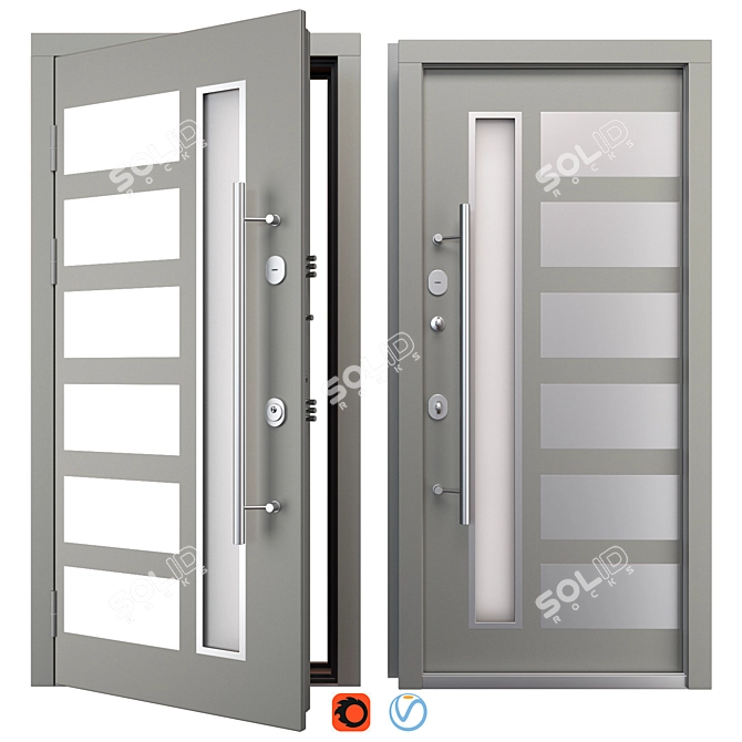 Modern Aluminum Entry Door Nova_019 3D model image 1