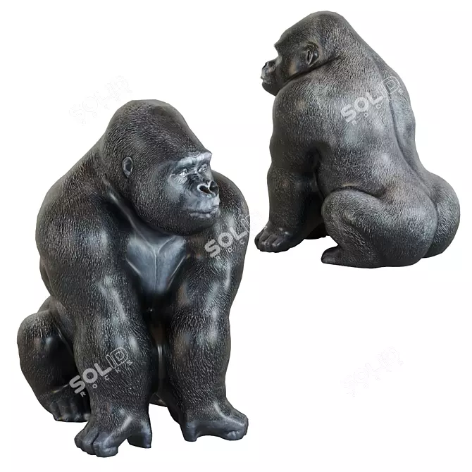 Gorilla Front XXL Monkey Figurine 3D model image 1