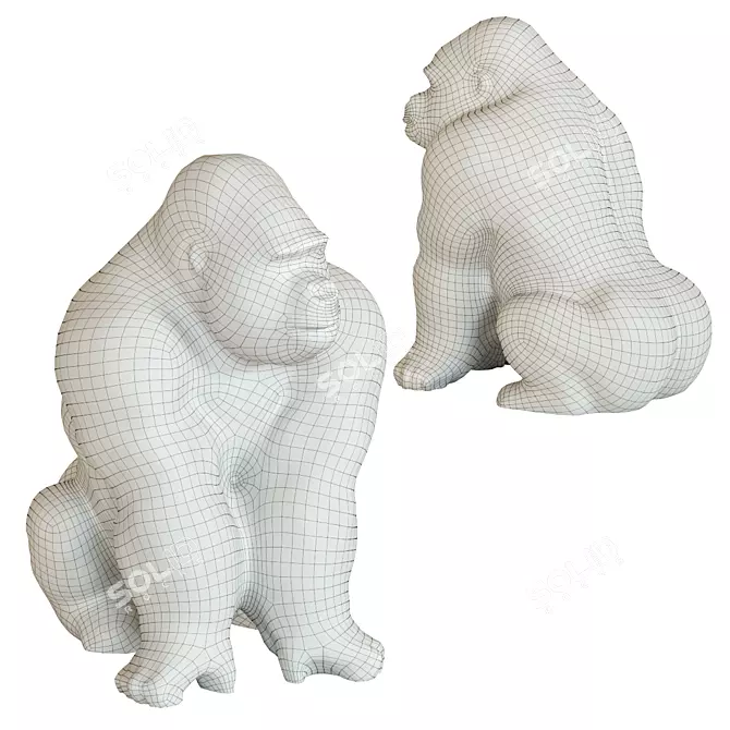 Gorilla Front XXL Monkey Figurine 3D model image 2