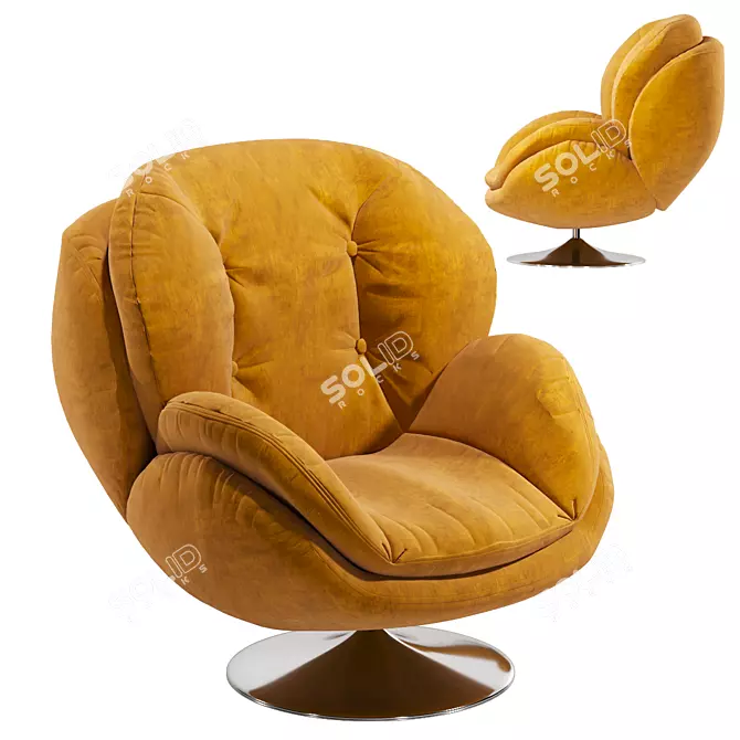 Cozy Amber Swivel Armchair 3D model image 1