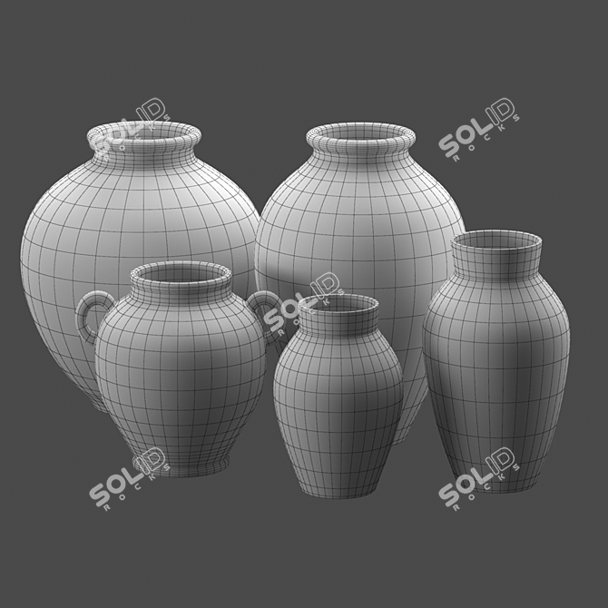 Handcrafted Clay Vases Collection 3D model image 6