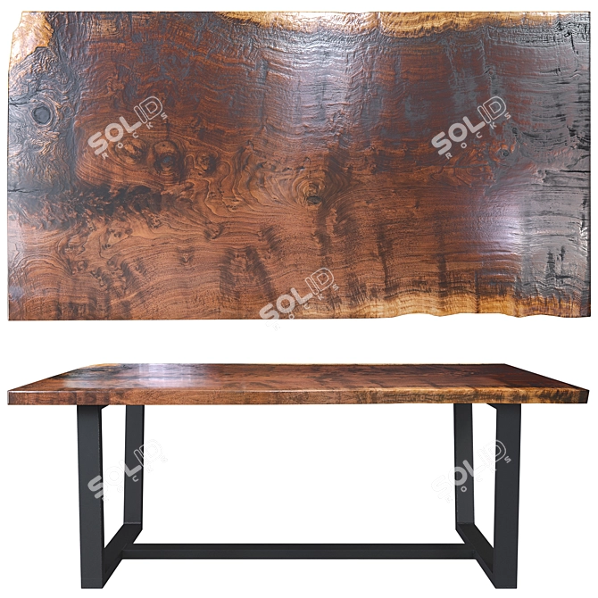 Slab Wooden Table | High-resolution Texture 3D model image 1