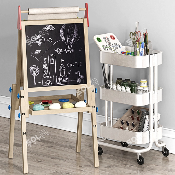 Kids Easel & Raskog Station 3D model image 3