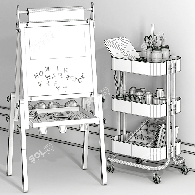 Kids Easel & Raskog Station 3D model image 5