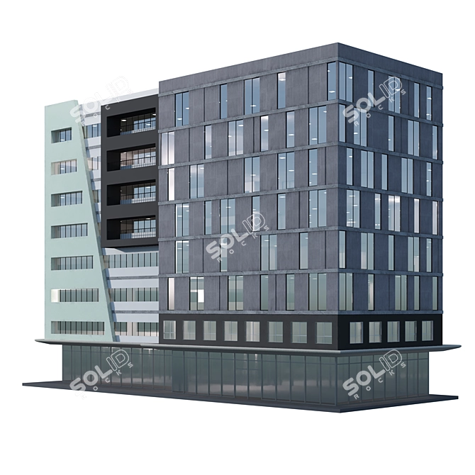 Modern Apartment Building 3D Model 3D model image 2