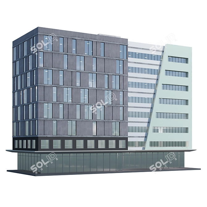 Modern Apartment Building 3D Model 3D model image 4