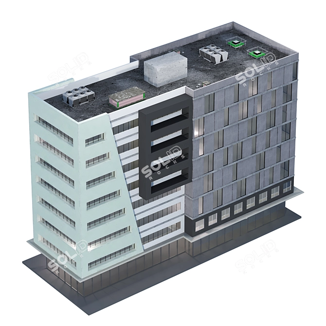 Modern Apartment Building 3D Model 3D model image 5