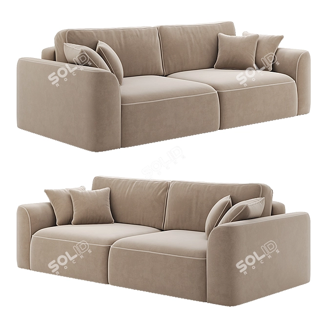 Title: Elegant Folding Boston Sofa 3D model image 1