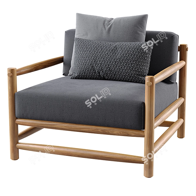 Swedish Modern Outdoor Lounge Chair 3D model image 1