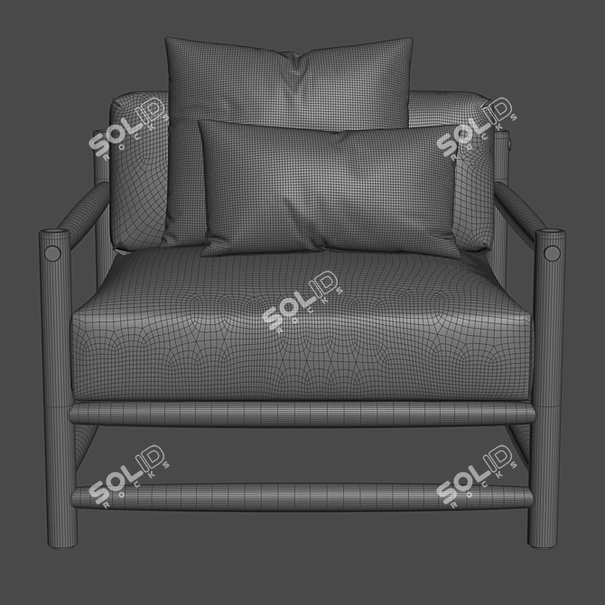 Swedish Modern Outdoor Lounge Chair 3D model image 3