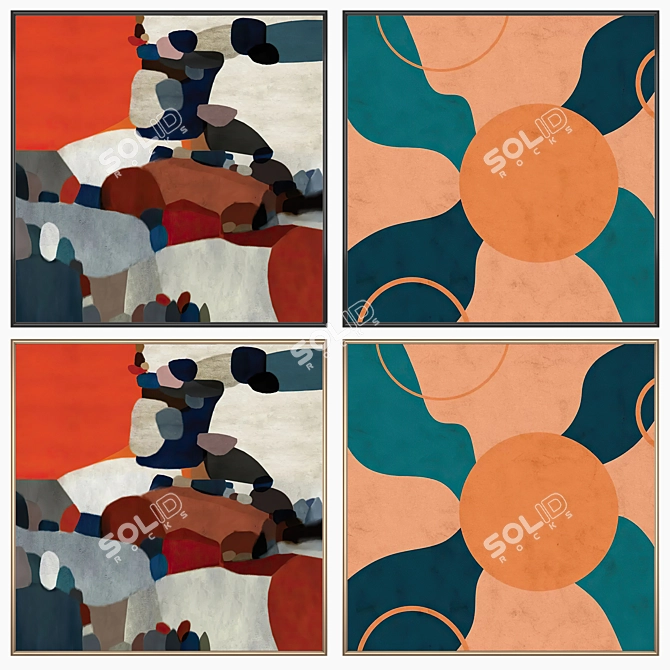 Wall Art Set with Frames 3D model image 2