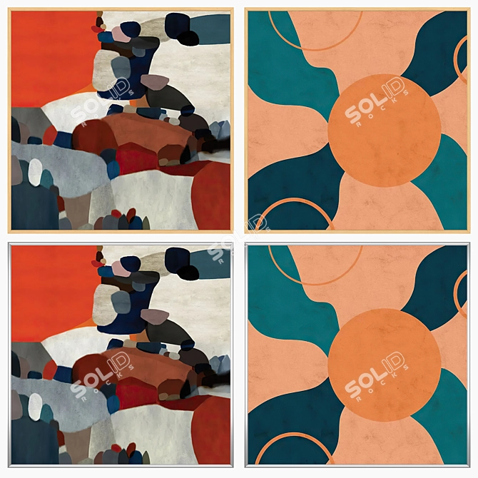 Wall Art Set with Frames 3D model image 3