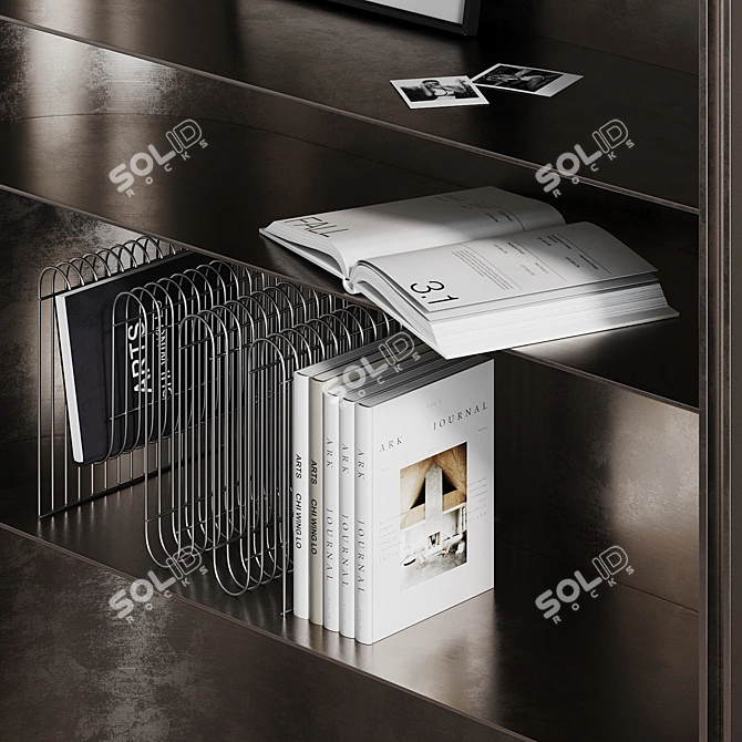 Metal Modular Shelf with Decor 3D model image 3