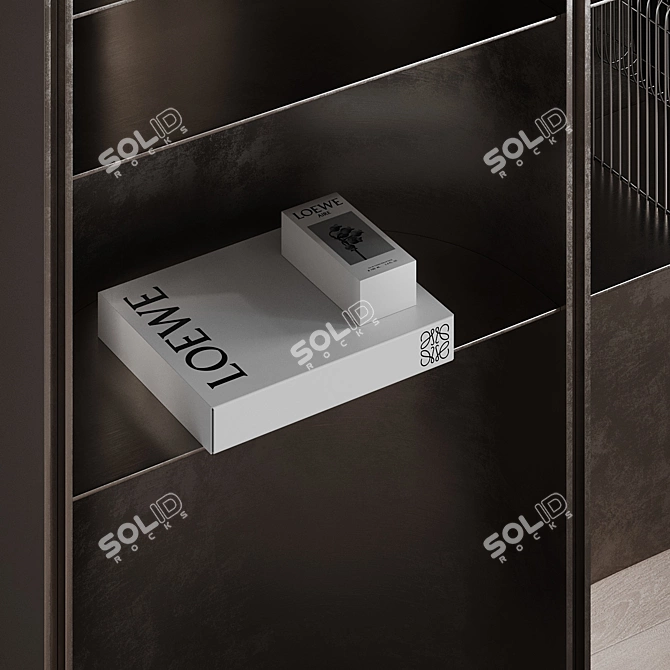 Metal Modular Shelf with Decor 3D model image 6