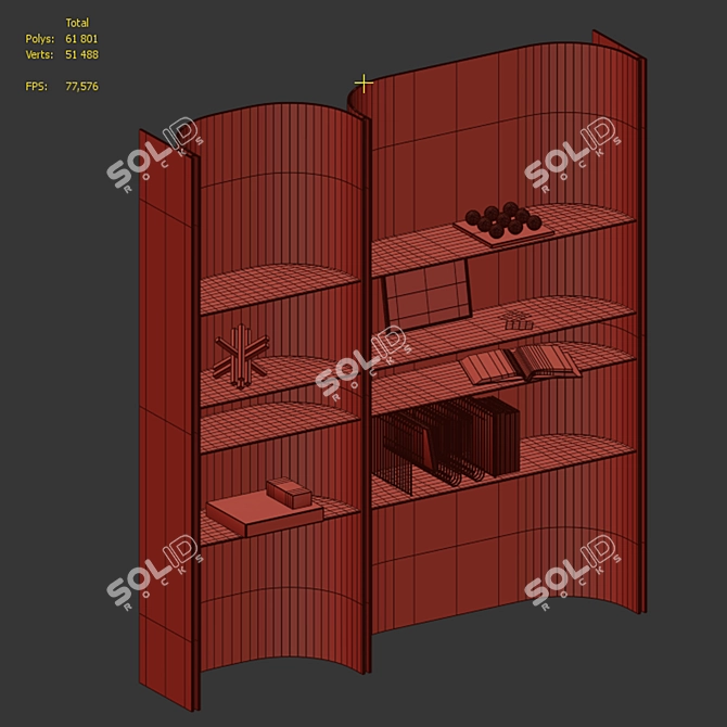 Metal Modular Shelf with Decor 3D model image 7