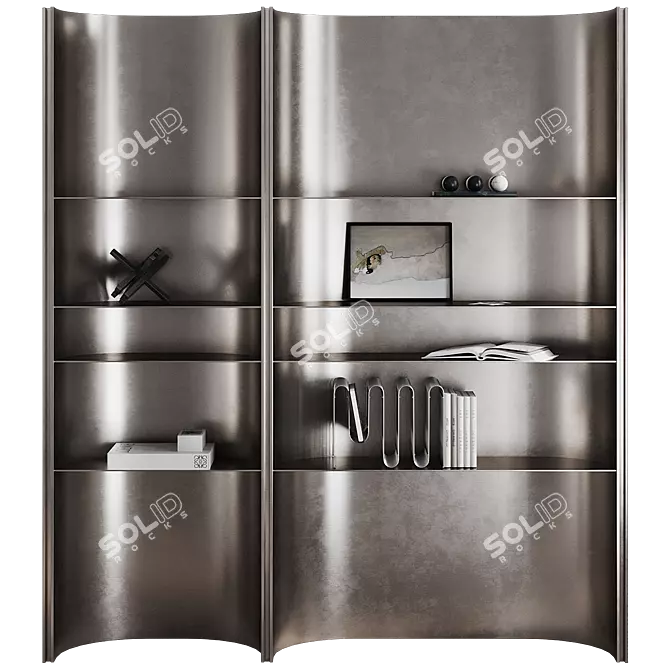 Metal Modular Shelf with Decor 3D model image 9