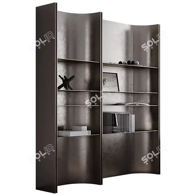 Metal Modular Shelf with Decor 3D model image 11