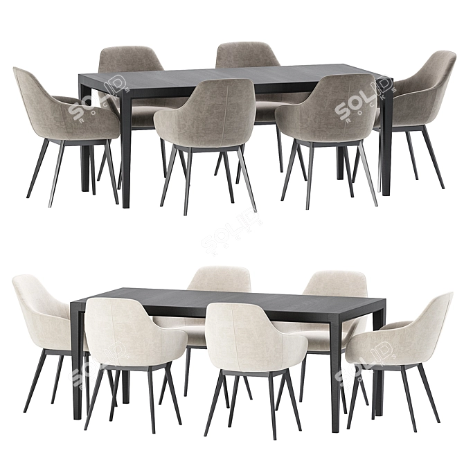 Modern Dining Set Furniture Collection 3D model image 3